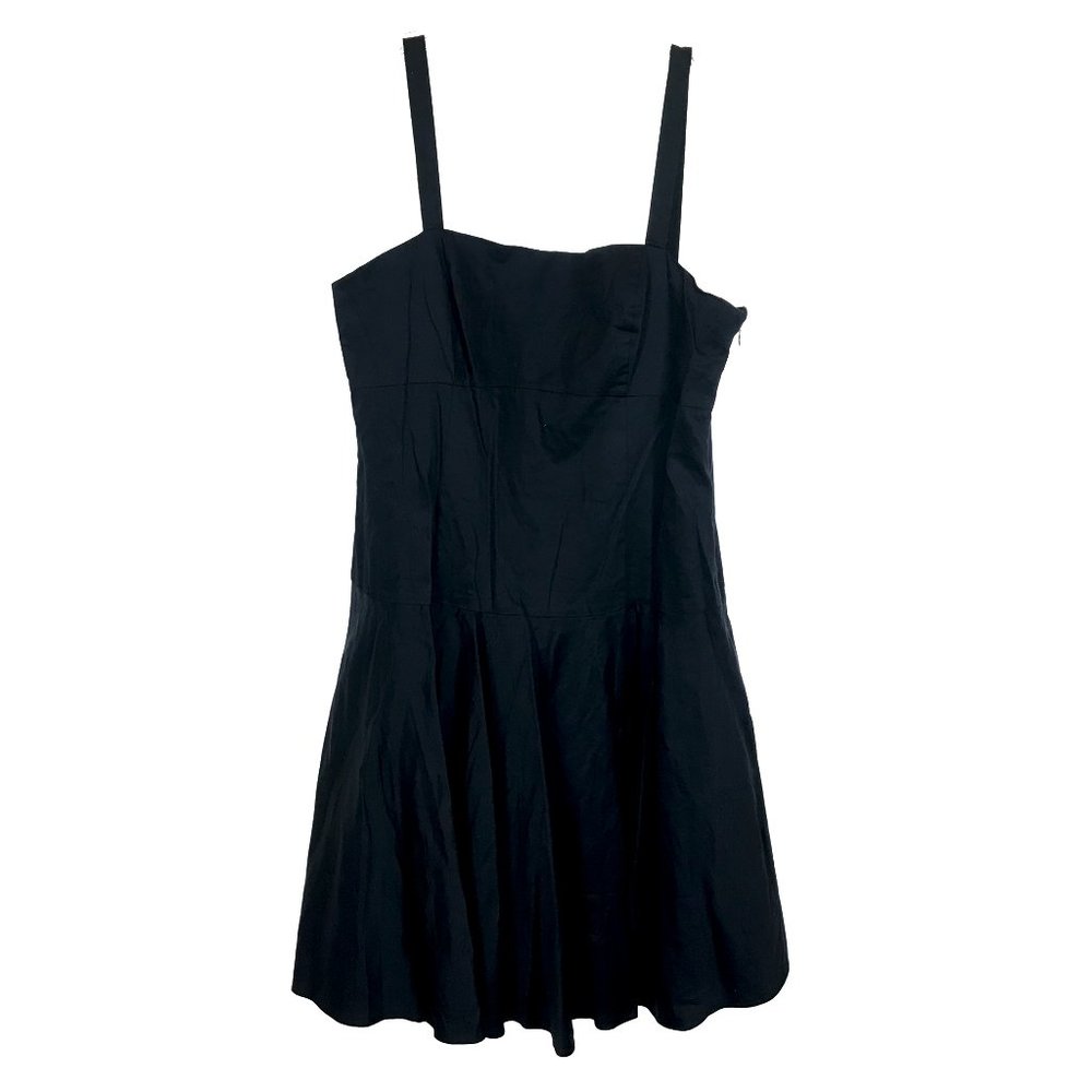 NWT Womens Size 14 Ralph Lauren Black Pure Cotton Square Neck Fit Flare Dress